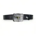 Vintage punk style black leather belt with ornate silver bull head buckle and metal dog charm. - Style 20: 3.8cm Silver Buckle + Black Belt [Horse Head Rivets]
