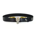 Punk style black leather belt with metal bull skull buckle and cool animal stud design - Style 13: 3.8cm Gold Buckle + Black Belt [Horse Head Rivets]