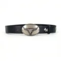 Retro punk black leather belt featuring an oval bull skull metal buckle and stylish rivet details. - Style 14: 3.8cm Silver Buckle + Black Belt [Horse Head Rivets]