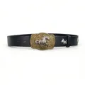 Vintage Black Leather Belt with Ornate Silver Horse Buckle Punk Style Jeans Waistband Accessory - Style 17: 3.8cm Gold Buckle + Black Belt [Horse Head Rivets]