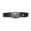 Vintage punk style black leather belt with metal bull skull buckle and western design. - Style 19: 3.8cm Silver Buckle + Black Belt [Horse Head Rivets]