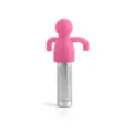 Infuseur à thé en silicone rose en forme de bonhomme, filtre passoire mignon en inox. - Bleu