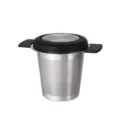 Infuseur à thé en acier inoxydable avec poignée noire et couvercle filtre à thé - Passoire à thé à trou rond fin avec boîte de couleur / Noir