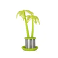 Infuseur à thé palmier en silicone, filtre passoire vert avec panier en acier inoxydable - Vert