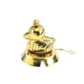 Infusor de té de acero inoxidable dorado con forma de pato, base y cadena colgante. - Pato dorado con plato vertical