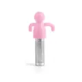 Infuseur à thé en silicone forme petit homme mignon filtre à thé en acier inoxydable. - Rose Clair