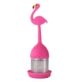 Creatieve flamingo siliconen thee-ei met roestvrijstalen zeef filter voor kantoor thuis. - Rozerode Flamingo