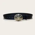 Western cowboy style bull head buckle belt, black PU leather with vintage rose embossed pattern. - Style 8 (3.8cm Gold Buckle)