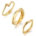 Tres estilos de brazaletes de oro pulido con diseños geométricos y de gota audaces - Estilo de Espejo de 3 Piezas (6526501HB) / Dorado