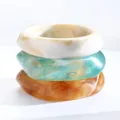 Set de tres pulseras geométricas de acrílico marbreado en blanco, verde azulado y ámbar - Estilo Degradado Geométrico Irregular de 3 Piezas (6705201HB)
