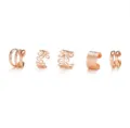 Set de 5 ear cuffs de moda en oro rosa con diseños de hojas y texturas variadas - Estilo de Hoja Calada de 5 Piezas (5421404) / Set de 5 piezas / Rosa oro