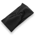 Elegante diadema de punto acanalado negro con nudo para yoga y uso diario, suave - Negro