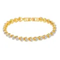 Elegant gold plated heart tennis bracelet with sparkling crystal accents for women - Heart Shape Row Style (5585901) / Gold
