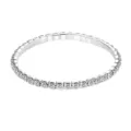 Elegant single row sparkling crystal tennis bracelet with silver finish for women - Single Row Elastic Style (5593001) / Silver