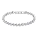 Luxurious silver-toned heart-shaped link bracelet encrusted with clear crystals. - Heart Shape Row Style (5585902) / Silver