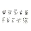 Juego de 10 pendientes de plata creativos con diseños de hojas y corazones sin hueco - Estilo Geométrico Calado de 10 Piezas Plateado (5583301) / Plateado