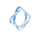 Moderner hellblauer quadratischer Harzring mit klarer Oberfläche für einen Sommerlook - Einheitsgröße / Hellblau Transparent Quadrat Stil (5389003)