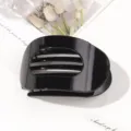 Minimalist glossy black curved resin hair claw clip with a flat design for French styling - Glossy Style (3768) / Bright Black