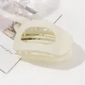Elegant vintage style cream white oval hollow hair claw clip for women's updos and hair - Beige (3765)