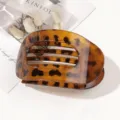 Fashionable French style leopard print resin hair claw clip for women's hair styling - Leopard Style (3781) / Yellow Coffee Tortoise