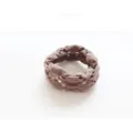 Brown braided wide hair scrunchie with high elasticity for thick hair styling accessory - Hollow Khaki