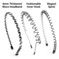 Set di tre cerchietti in metallo nero antiscivolo ondulati e a spirale da uomo sport - Set da 3 Pezzi (F0215) / Confezione da 3