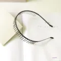 Cerchietto ondulato in metallo nero da uomo con denti antiscivolo per sport e styling capelli - Stile Pettine per Capelli (F0212)