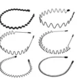 Set di sei cerchietti per capelli in metallo nero per sport e acconciature maschili - Set da 6 Pezzi (F0217) / Set da 6