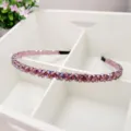 Handmade double-row pink crystal beaded headband with shimmering faceted glass beads - Purple (3798)