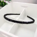 Elegant handmade double-row black crystal beaded headband for women hair accessories - Black (3801)