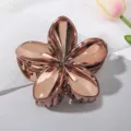 Rose gold metallic Plumeria flower hair claw clip with high-shine finish for women - Coffee Floral