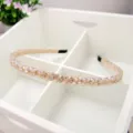 Elegant handmade double-row champagne crystal beaded headband for women's hair accessory. - Champagne (3803)