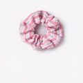 Pink and white striped fabric scrunchie hair tie in a simple French aesthetic style - Pink (3599-1)