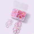 Multicolor clear elastic hair bands for girls stored in a transparent plastic box - Boxed Style (3855) / Pink