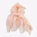 Chouchou élégant en mousseline rose pâle avec rubans pour femmes, élastique doux en maille - Rose (3788) / Rose (Dent de sang)