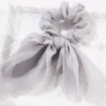 Chouchou élégant en maille de mousseline grise avec long ruban pour femmes accessoire - Gray (3786) / Gris
