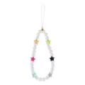 Close-up of beaded phone strap featuring elegant white pearls and colorful stars - Colorful Seed Beads (5472802) / White Star Artificial Pearl