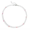 Collier vintage en perles d'imitation blanches avec des perles à motif de cœur rouge mignon - Collier en Perles avec Perles Imprimées Cœur (54319)
