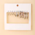 Set de 6 pares de pendientes de aro en metal plateado, perlas y acrílico sobre cartón - Estilo Perla Artificial con Patrón de Mármol Plateado (5367525) / Juego de 6 pares