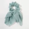 Chouchou élégant en mousseline vert menthe avec long ruban pour coiffure de femme - Vert