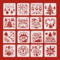 Christmas hollow painting templates set 16pcs DIY festive window spray art decor - Christmas No. 1-16