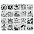 Weihnachts Malvorlagen 20 Stueck Set DIY PET hohle Schablonen fuer Feiertag Wandkunst Deko - Weihnachtsstile 20 Blatt 15 cm
