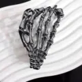 Unique skeleton hand metal hair claw clip with dark metallic finish for Halloween. - Ghost Claw / Gunmetal