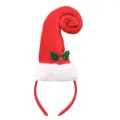 Festive Christmas headband featuring a red coiled elf hat with holly leaf decor - Berry Elf Red Hat (3744)