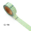 Hellblaunes Washi Tape mit goldenen Punkten fuer Bastelarbeiten Tagebuch und Schreibwaren - G90