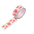 Dekoratives Blumen Washi Tape Rolle mit roten und grauen Blüten für Tagebuch und Basteln. - P-72