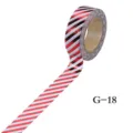 Red and white striped foil washi tape for journaling and DIY crafts main product view. - Red and White Diagonal Stripe Pattern (G-18)