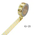 Gold foil washi tape with white polka dot pattern, perfect for scrapbooking and diary decoration. - Gold Dot Pattern (G-21)