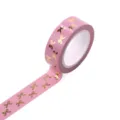 Pink washi tape with gold foil bows, decorative masking tape for crafts, scrapbooking and DIY. - Q-52