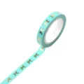 Türkisblaues Washi Tape mit Goldfolien-Schleifen, ideal für Tagebuch und Basteln. - Tiffany Blau Goldfolie Schleife